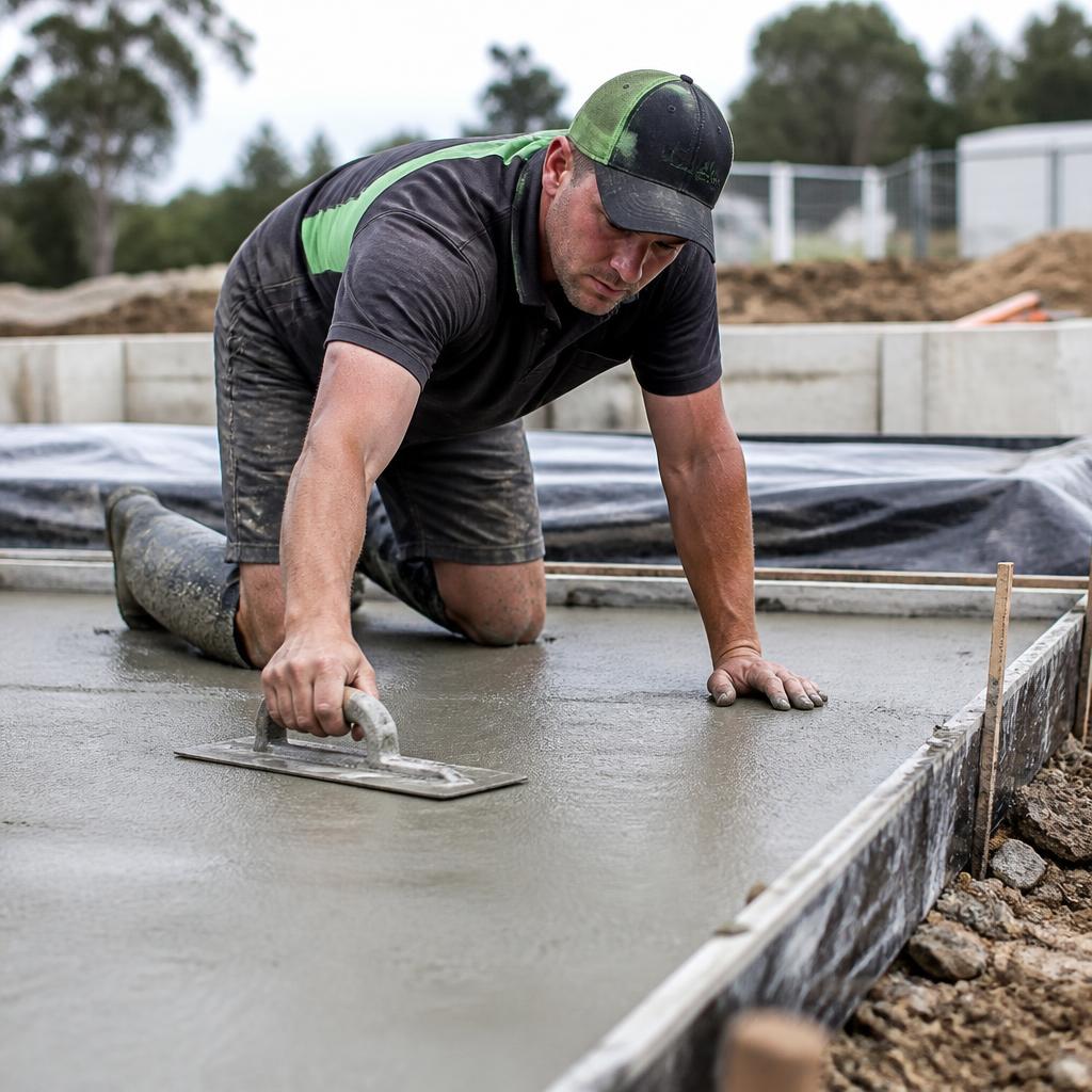 Concreting tradesperson at work on site