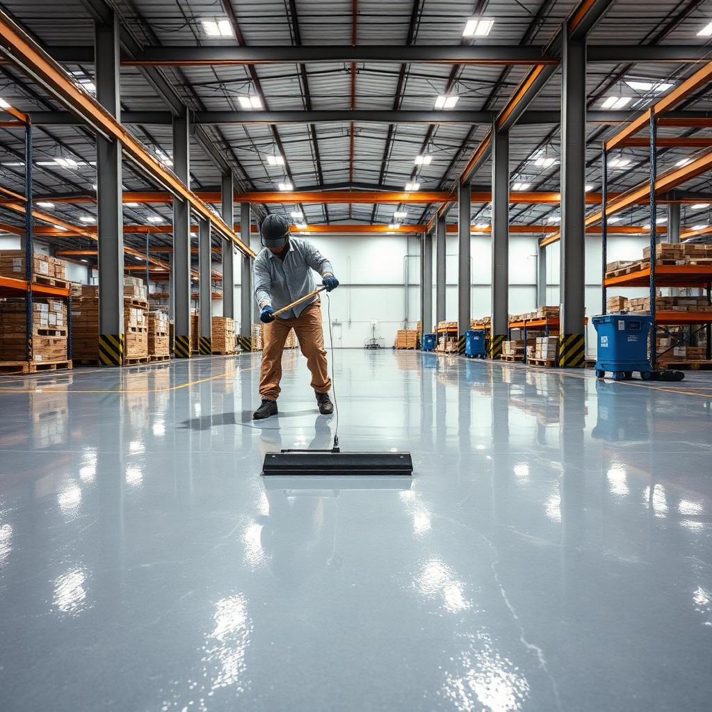 Epoxy Floors tradesperson at work on site