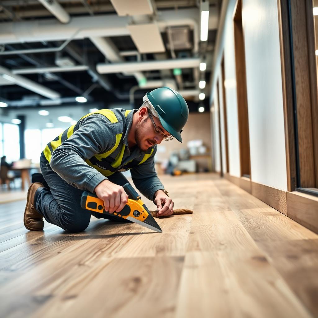Vinyl tradesperson at work on site