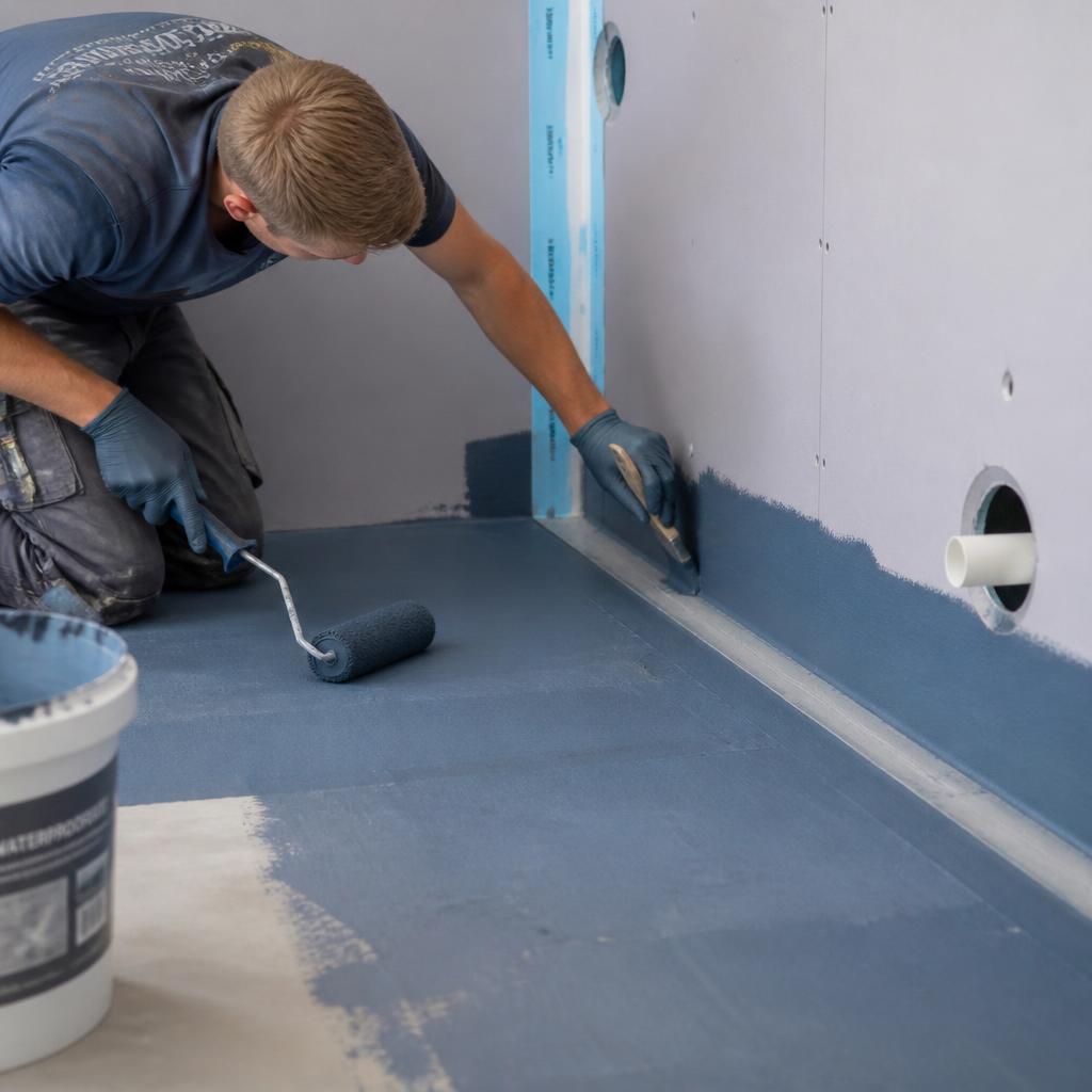 Waterproofing tradesperson at work on site